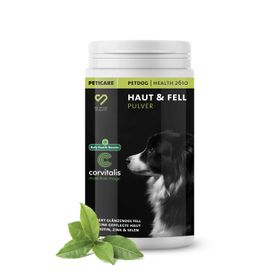 Peticare Natürliches Ergänzungsfutter Fell & Haut Pulver für Hunde