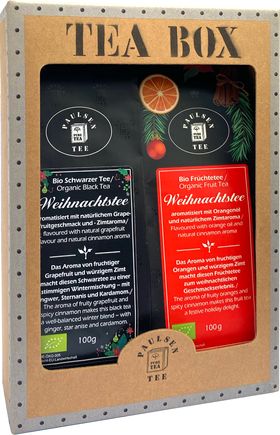 Paulsen Bio Weihnachtstee Set gemischt 2x 100g, Schwarztee und Früchtetee