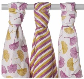 xkko Baumwollwindeln Alte Zeiten Organic 3er-Set Ginkgo