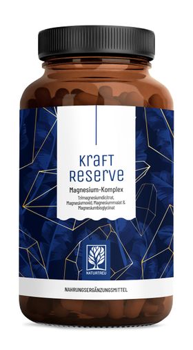 Magnesium Komplex 180 vegane Kapseln hochdosiert 400 mg Bisglycinat Kraftreserve NATURTREU®