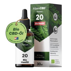 AlpenCBD 20 Bio CBD Öl - Vollspektrum CBD Hanf Tropfen mit 6.000 mg