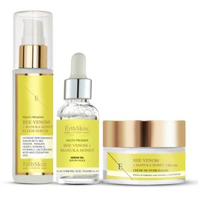 ErthSkin London Bienengift + Manuka-Honig-Creme + Elixierserum + Y-Serumöl