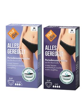 NUR DIE Probierpack Periodenunterwäsche Alles Geregelt Slip normal + stark - schwarz - Größe 36-38