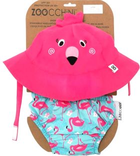 Set Badewindel & Sonnenhut UV-Schutz Flamingo Small