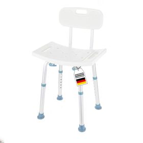 KARAT Duschhocker Jonah - Duschstuhl mit Rückenlehne - Höhenverstellbar und rutschfest bis 136 kg