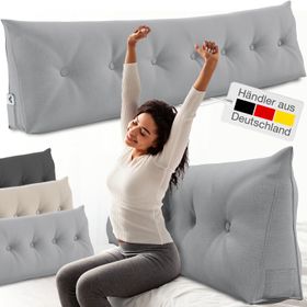 ELONEO Rückenkissen – Keilkissen fürs Bett & Sofa, abnehmbarer Bezug, praktisches Seitenfach Handy