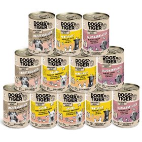 Dogs’n Tiger Adult Hundefutter, Nassfutter, Schlemmerpaket, Wild, Huhn, Geflügel, Ente, Lamm & Rind