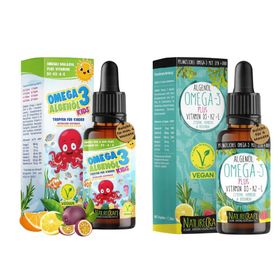 NatureCraft Omega-3 Duo-Set – Algenöl Tropfen Kids + Vegan Algenöl