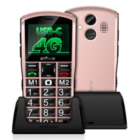 artfone A400 4G Seniorenhandy | Dual-SIM, SOS-Taste Ladestation, Kamera 2,4-Zoll-Display | Roségold