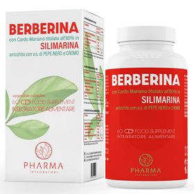 PHARMA INTEGRATORI Berberin 500 mg mit Silymarin, Schwarzem Pfeffer, Mariendistel und Chrom