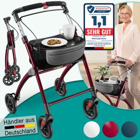 aktivshop Wohnungsrollator mit Feststellbremse, Aluminium-Rahmen & abnehmbares Tablett