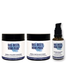 Das Beste vom Paul: Großes Glow Gesichtspflege Set: Hyaluron Tages- & Nachtcreme + Serum