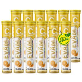 EVÄM Vitamin C 1000 Hochdosiert, Brausetabletten - 12 Set
