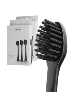 Zahnheld Bürstenkopf Basic Soft schwarz (6 Stück) - für sensibles Zahnfleisch & Zähne