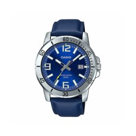 Casio Men's Enticer Blue Leather Band Blue Dial Casual Analog Sporty