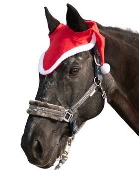 AMKA Pferde Weihnachtsmütze mit Ohrenausschnitt Weihnachten-Nikolaus Kappe