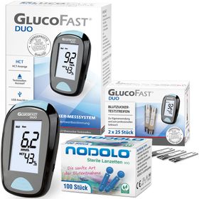 Glucofast® Duo Blutzuckermessgerät Kombiset mit mit Teststreifen und Lanzetten  (mg/dL)