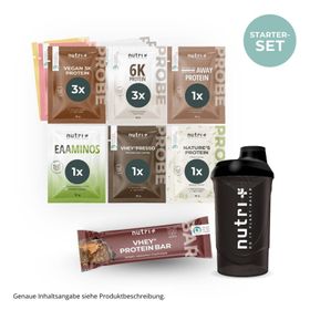 nutri+ Starter-Set (Proteinpulver + EAA + Riegel + Shaker)