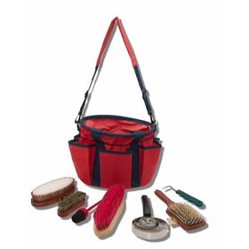 AMKA Putztasche 8 teiliges Set komplett mit 4 Bürsten, Hufpinsel, Hufkratzer und