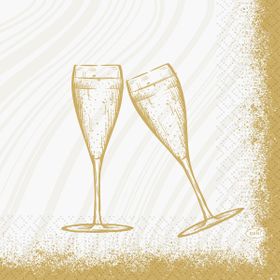 Servietten 33 3-lagig 1/4-Falz Sparkly Cheers weiß