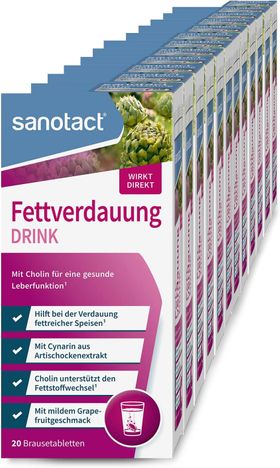 sanotact Fettverdauung Drink (Großpackung), Artischocke + Cholin für Fettstoffwechsel & Leber