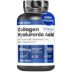 Vitastrong Kollagen + Hyaluronsäure – 180 Tabletten, Strahlende Haut
