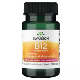 SWANSON Vitamin B12 mit Folat - Erdbeergeschmack