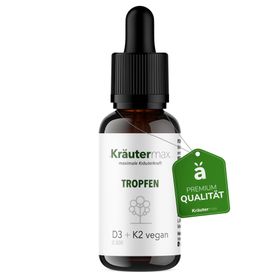 Kräutermax Vitamin D3 und K2 Tropfen vegan. 800 IE D3 aus Flechten.