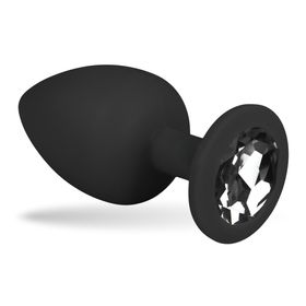 Easytoys - Analplug aus Silikon in Schwarz mit Zierstein - klein
