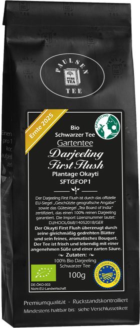 Paulsen Bio Darjeeling First Flush FTGFOP1 Plantage Okayti, Ernte 2025