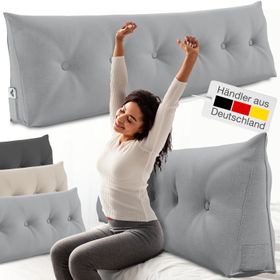 ELONEO Rückenkissen – Keilkissen fürs Bett & Sofa, abnehmbarer Bezug, praktisches Seitenfach Handy