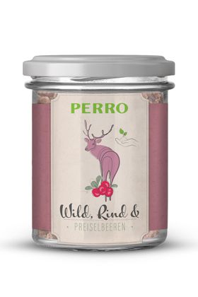 PERRO Geniesser Glas Hund - Wild + Rind mit Preiselbeeren