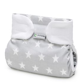 T-TOMI Orthopädisches Spreizhöschen für breites Wickeln - klettverschluss Grey stars (5-9 kg)