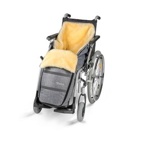 fellhof Rollstuhl Schlupfsack mit Lammfell black-melange in versch. Größen wind- u. wasserabweisend