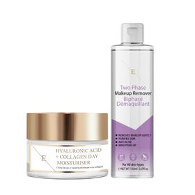 ErthSkin London Zweiphasen-Make-up-Entferner + Tagescreme mit Hyaluronsäure und Kollagen