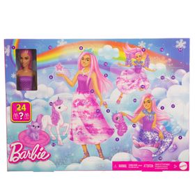 Mattel Barbie-Adventskalender mit Modepuppe und 24 Überraschungs-Accessoires mit Einhorn und Tieren
