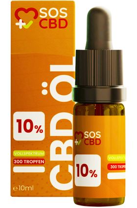 SOS CBD®-ÖL 10% 10ml : 300 CBD-Tropfen mit 10% SOS CBD® als Vollspektrum-Hanföl (Cannabis-Öl)