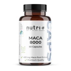 nutri+ Maca Kapseln schwarz rot gelb - Pulver aus Wurzelextrakt