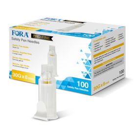 FORA PRO-FINE Sicherheitsnadeln 30G 8mm - 100 Stück