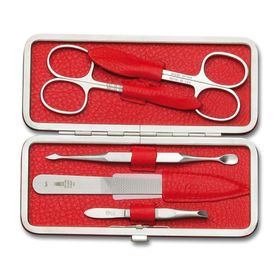 DREITURM Solingen  5-teiliges Maniküre-Etui – Made in Solingen - Modell Rosso