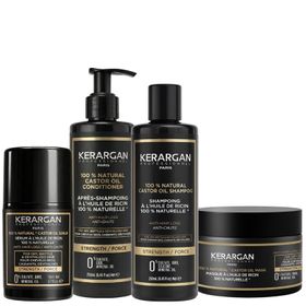 Kerargan – Komplettset mit Shampoo, Conditioner, Maske & Serum mit Rizinusöl