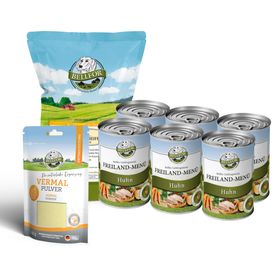 Bellfor Magen-Darm-Set – Nassfutter + Vermal Pulver + Hühnertrockenfleisch für Hunde