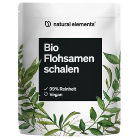 natural elements Bio Flohsamenschalen – 99+% Reinheit – Low-Carb, ballaststoffreich, glutenfrei