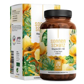 D3 K2 Magnesium 5000 IE Vitamin Komplex 90 vegane Kapseln Supplement Sonnenschatz NATURTREU®