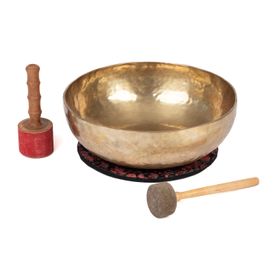 Tibetische Klangschale, inkl. Kissen, Holzklöppel und Filz-Klöppel