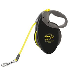 FLEXI Giant schwarz-neon 10 m / Gurtband - für Hunde bis 50 kg - Hundeleine - Flexileine