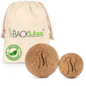 BACKLAxx® Massageball Set aus Kork mit Tasche, 5cm & 7cm