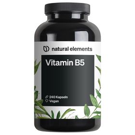 natural elements Vitamin B5 – 240 Kapseln - hochdosierte 500 mg Pantothensäure – vegan