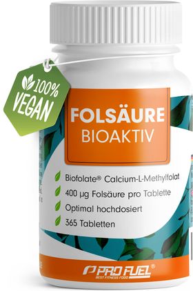 ProFuel - Folsäure BIOAKTIV 400µg - Folsäure Tabletten mit Biofolate®