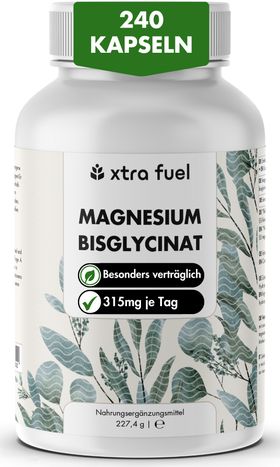 XTRA FUEL Magnesium Bisglycinat - Hochdosiertes Magnesium aus bewährter Bisglycinat-Verbindung